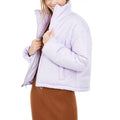 Celebrity Pink Cropped Puffer Coat Front Zipper Lined Purple Womens Size L