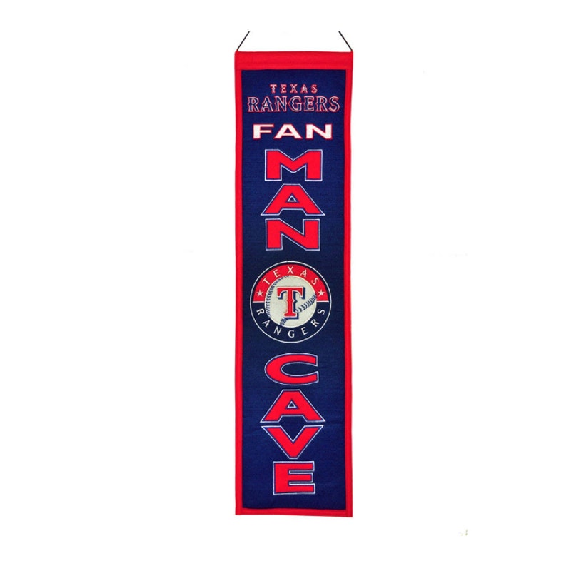 Winning Streak Sports Texas Rangers Banner Wool Fan Man Cave Blue Red 8x32