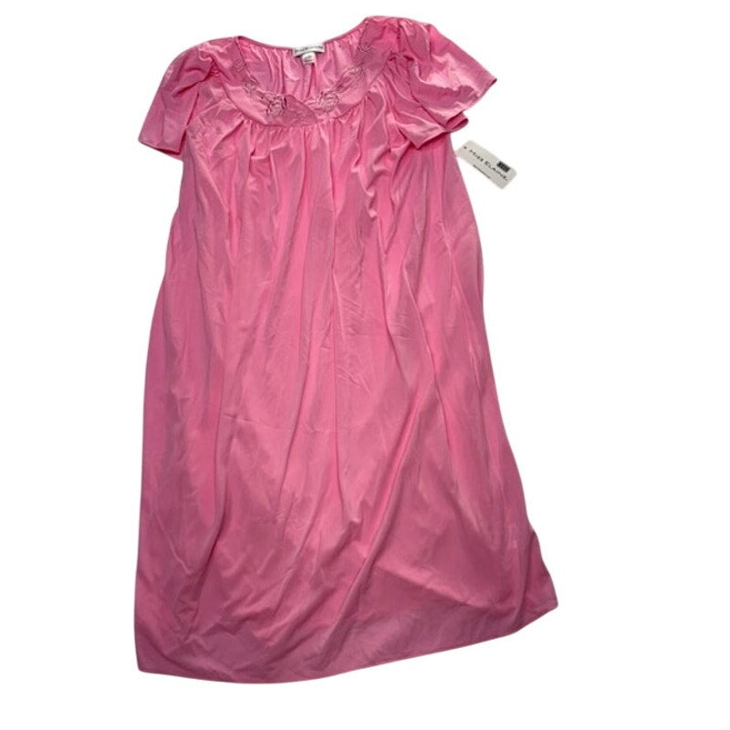 Miss Elaine Nylon Tricot Long Nightgown Short Sleeve Womens Pink Size S