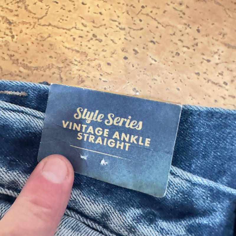 Silver Jeans Vintage High Rise Ankle Straight Jeans Medium Indigo Womens 24