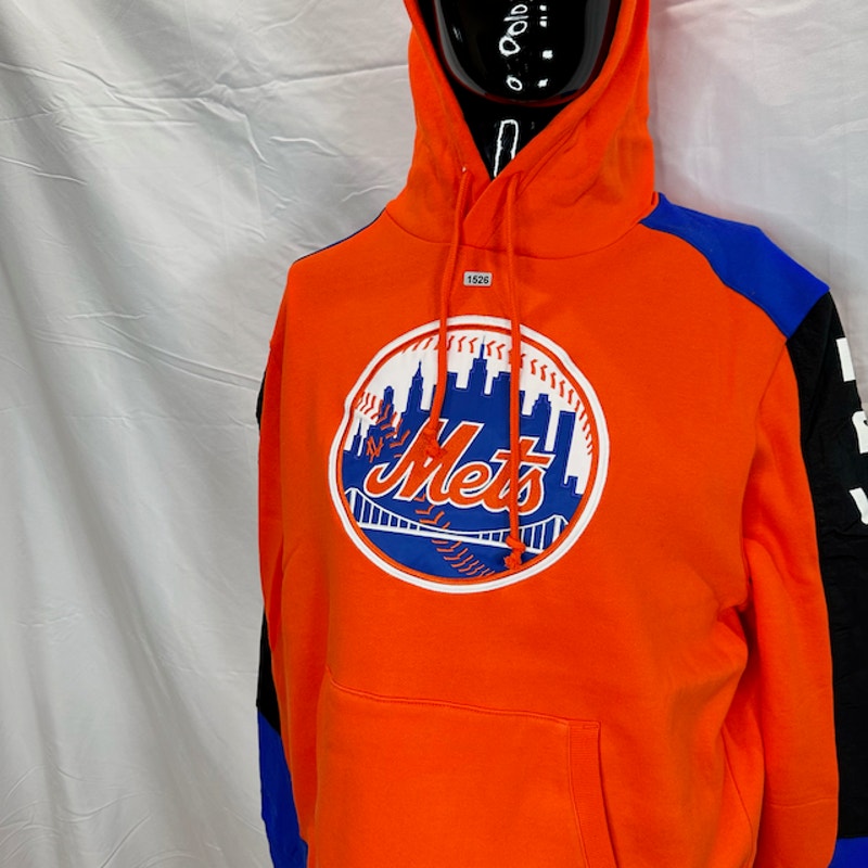 Mitchell & Ness New York Mets MLB Fusion Fleece Hoodie Color Block Orange Size L