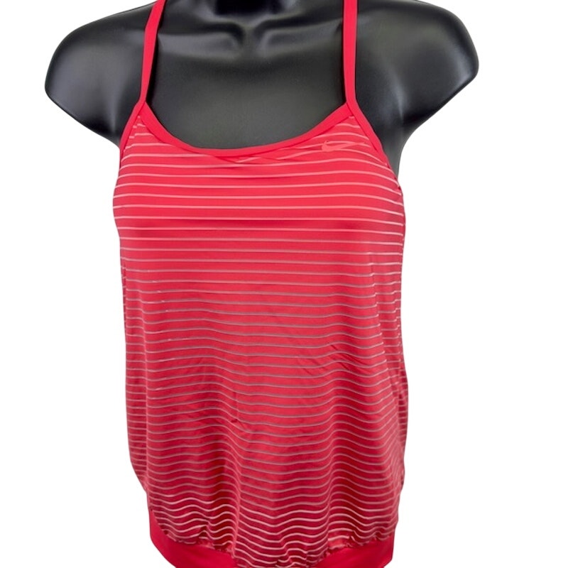 Nike Striped Layered Tankini Top Dri-Fit Racerback Swoosh Pink Womens XS