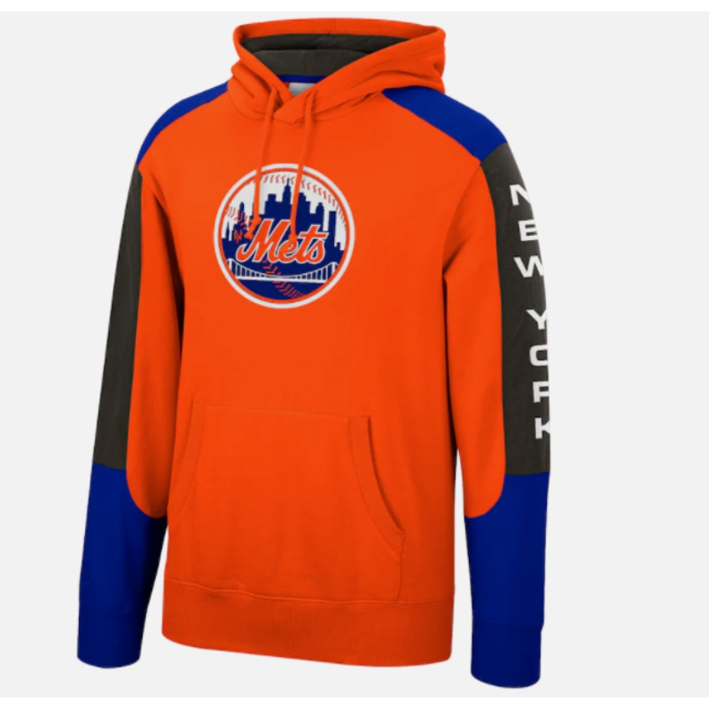 Mitchell & Ness New York Mets MLB Fusion Fleece Hoodie Color Block Orange Size L