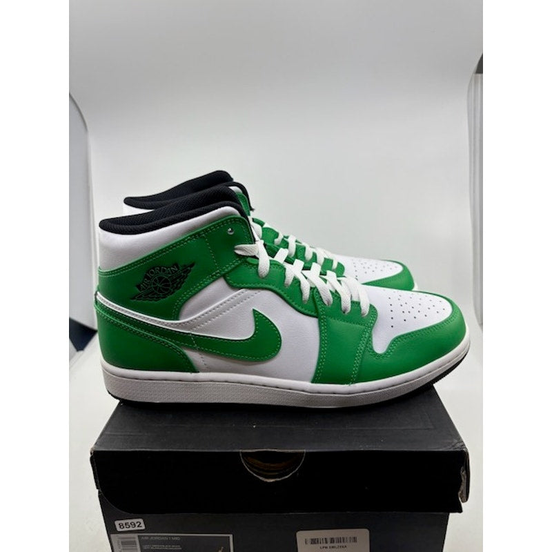 Nike Air Jordan 1 Mid Shoes DQ8426-301 Lucky Green White Black Mens Size 11