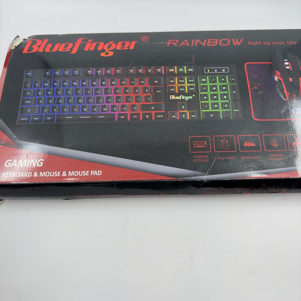 BlueFinger RGB Gaming Keyboard & Backlit Mouse Combo, USB Wired Gaming Set