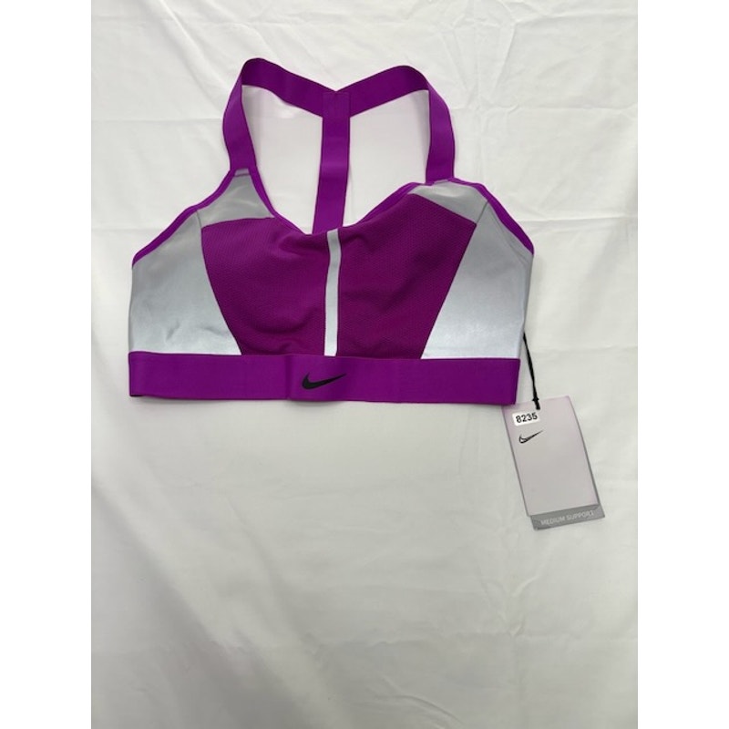 Nike Swoosh City Ready Sports Bra Medium Support Purple/Gray Womens Size M