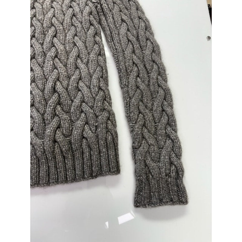 Michael Kors Shrinking Cable-Knit Wool-Blend Sweater Ash Melange Mens Sz XL