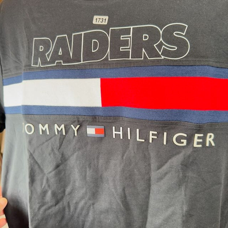 Tommy Hilfiger NFL Las Vegas Raiders T-Shirt Short Sleeve Dark Gray Mens Size M