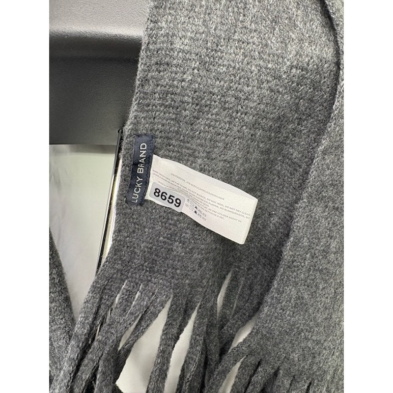Lucky Brand Fringe Long Tassel Scarf Soft Knit Winter Wrap Gray One Size