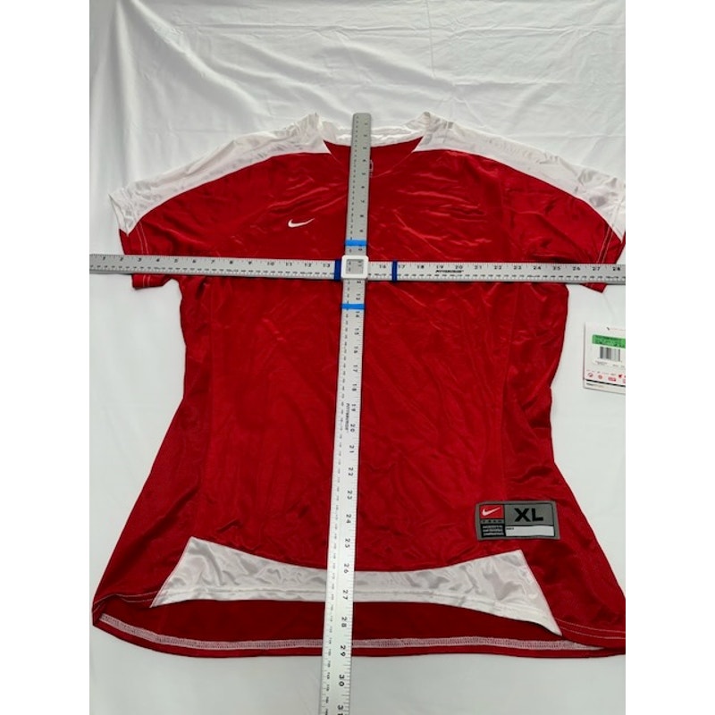 Nike Soccer Jersey Shirt Short Sleeve V-Neck Pullover Red/White Womens Sz XL