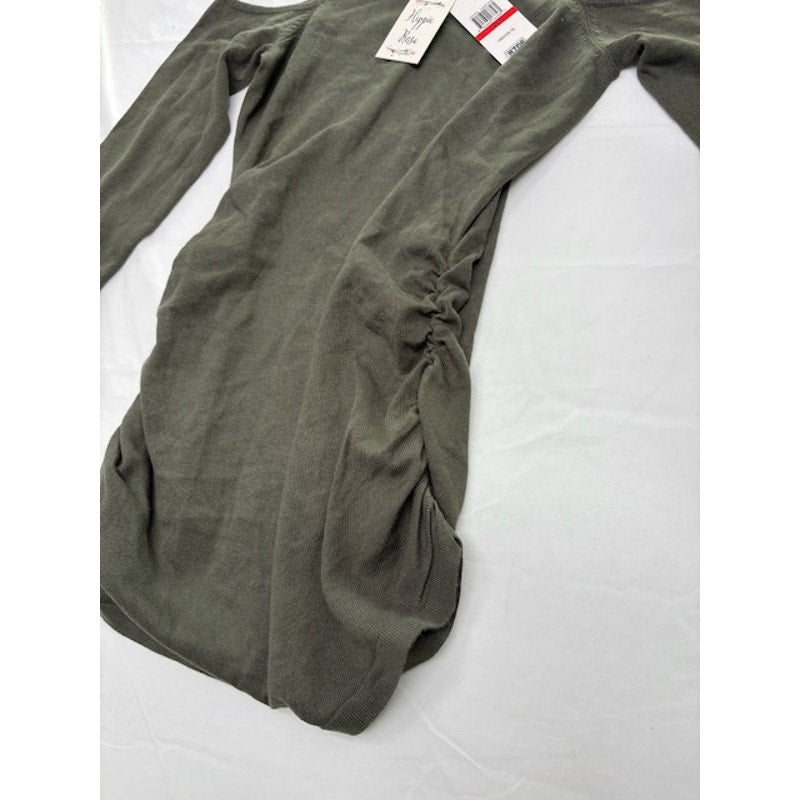 Hippie Rose Ruched Cold-Shoulder Sweater Crewneck Moss Juniors' Size XS