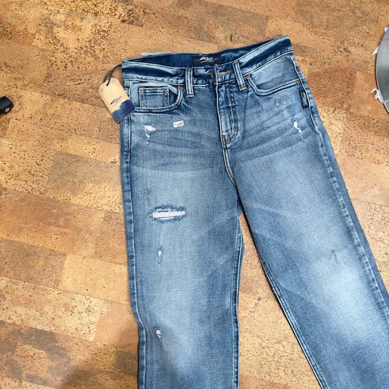 Silver Jeans Vintage High Rise Ankle Straight Jeans Medium Indigo Womens 24
