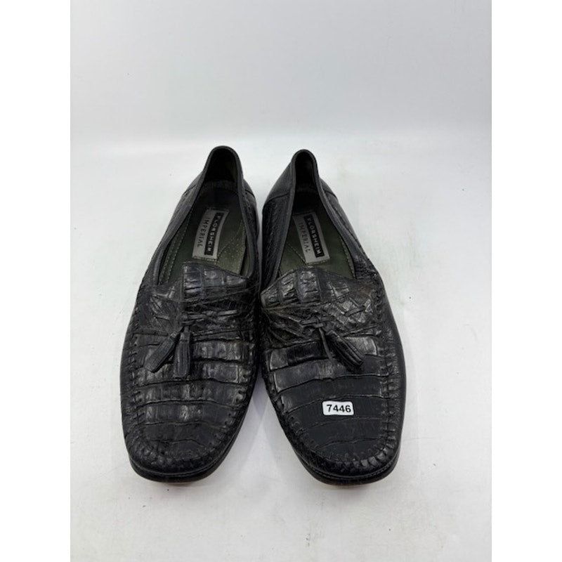 Florsheim Imperial Caiman Alligator Tass Slip On Loafer Shoes Black Mens Size 8