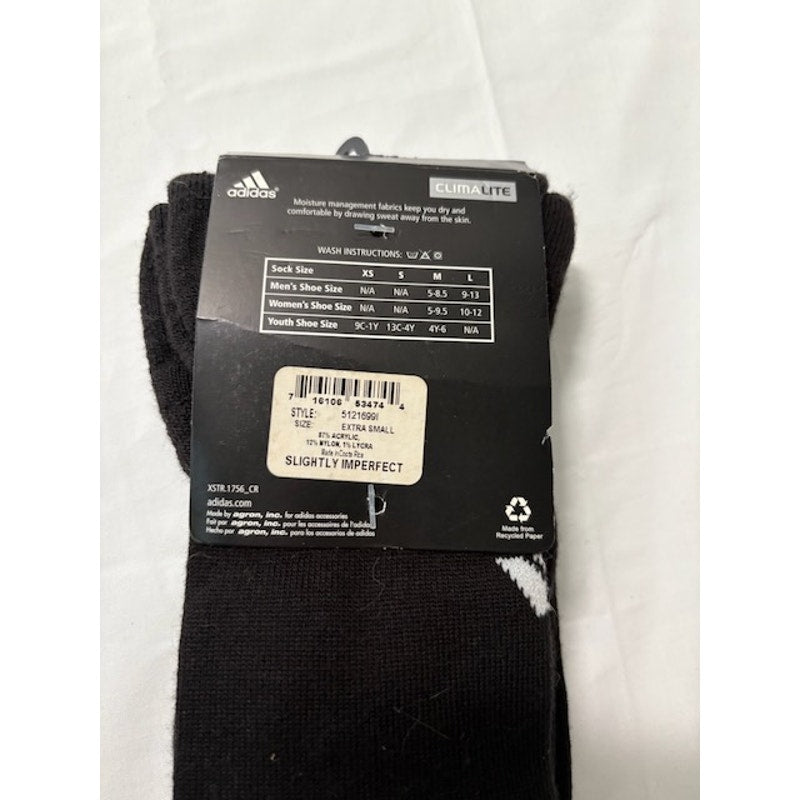 2 Pairs Adidas Climalite Soccer Socks Over The Calf Black/White Adult Sz XS