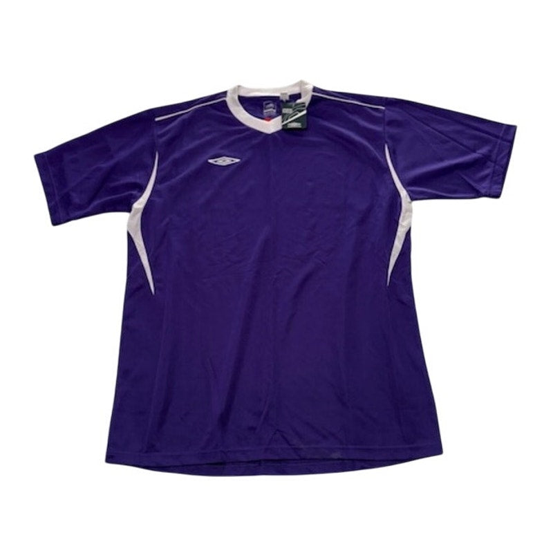 Umbro Azul Soccer Jersey Shirt Short Sleeve V-Neck Purple/White Mens Size L