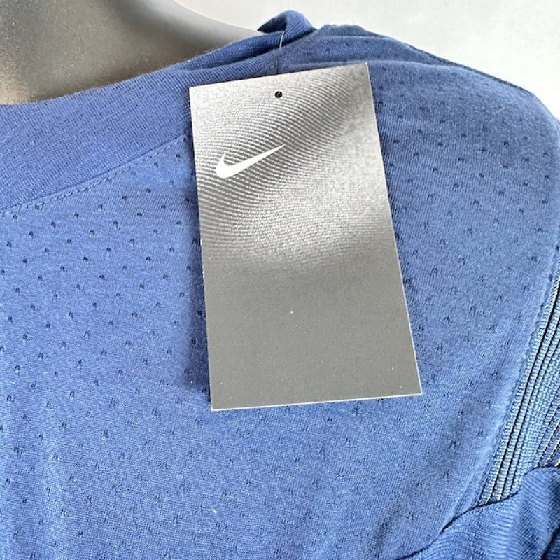 Nike Athletic Jersey Shirt Short Sleeve Dri Fit V-Neck Navy Blue Mesh Size L