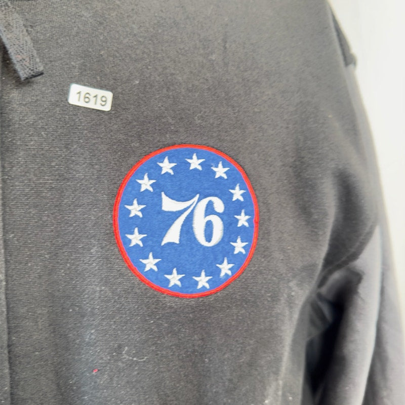 Mitchell & Ness NBA Philadelphia 76ers Varsity Jacket Front Zip Black Mens L
