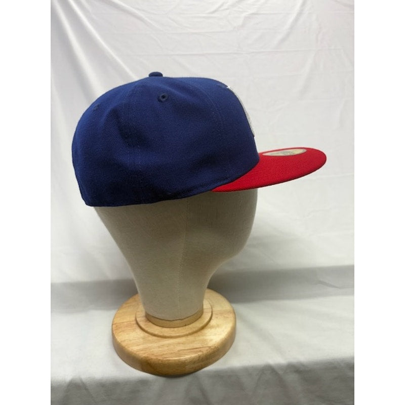New Era New York Rangers NHL 59FIFTY Fitted Hat Flat Brim Blue Red Mens 7 1/8