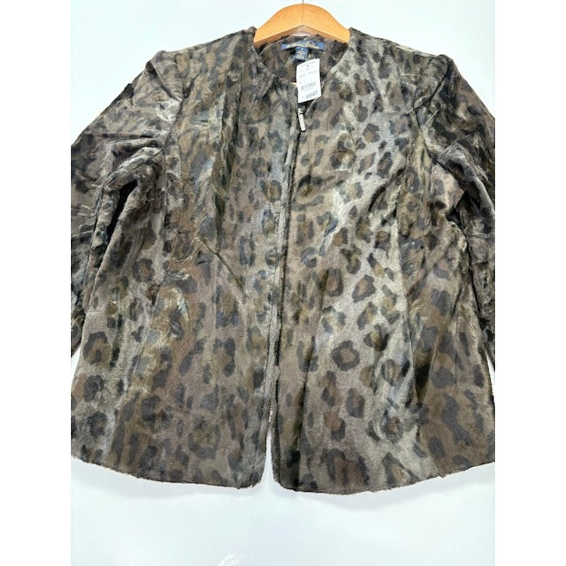 Brooks Brothers Faux Calf Hair Animal Print Jacket Brown/Black Womens Size 8
