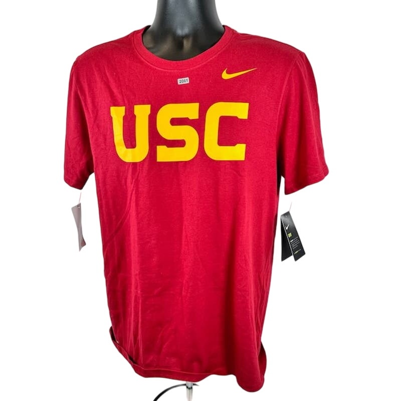 Nike Cardinal USC Trojans Tee Shirt Short Sleeve Crew Neck Red Mens Size M