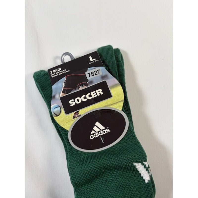 2 Pairs Adidas Soccer Socks Over The Calf Green/White Mens Size L / 9-13