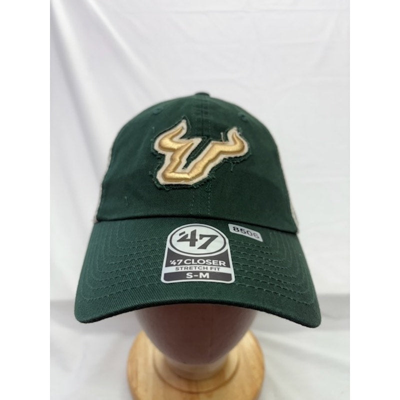 47 Brand Trucker Hat USF Bulls Logo Stretch Fit Cap Green Khaki Unisex S/M