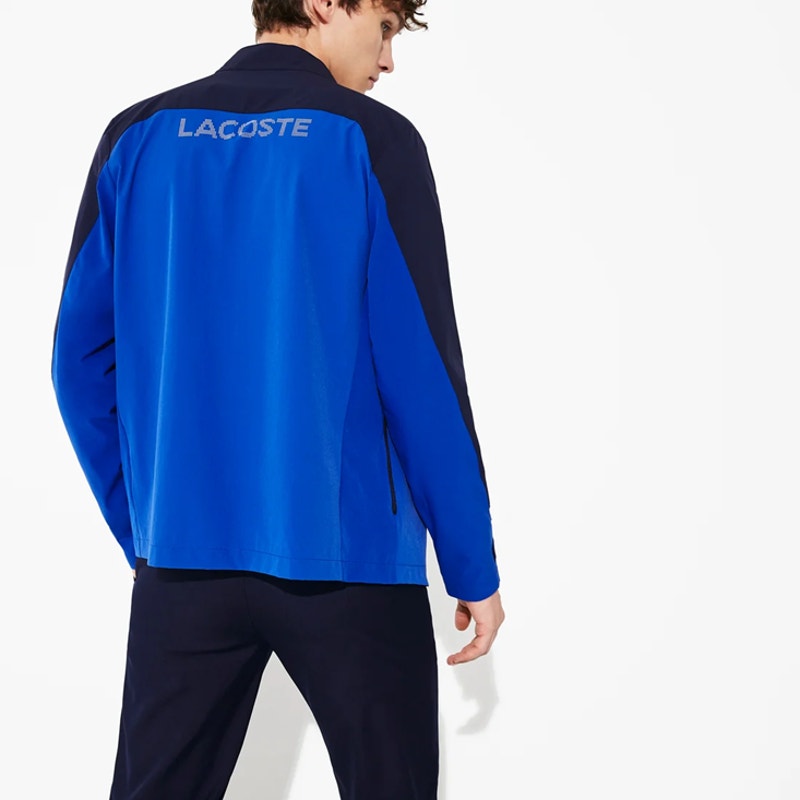 Lacoste Color-Blocked Golf Swing Top Jacket Full-Zip Blue Mens Size 50 - M