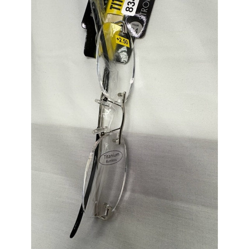 Ultra Spex Rimless Titanium Reading Glasses +2.50 Strong Lightweight Black