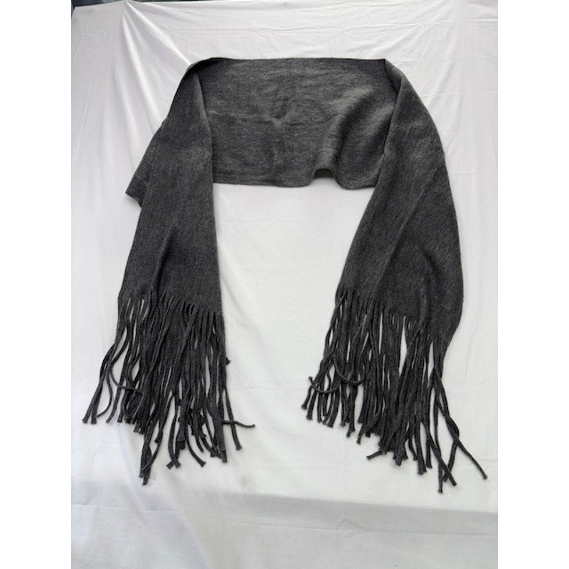 Lucky Brand Fringe Long Tassel Scarf Soft Knit Winter Wrap Gray One Size