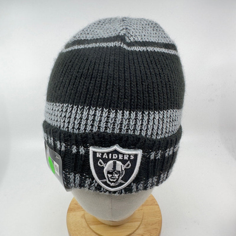 New Era NFL Las Vegas Riders Beanie Knitted Striped Black Gray Mens One Size
