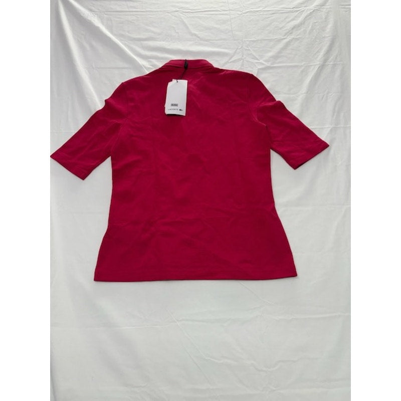 Lacoste Slim Fit Polo Shirt Short Sleeve Collared Stretch Womens Red Sz 36/4