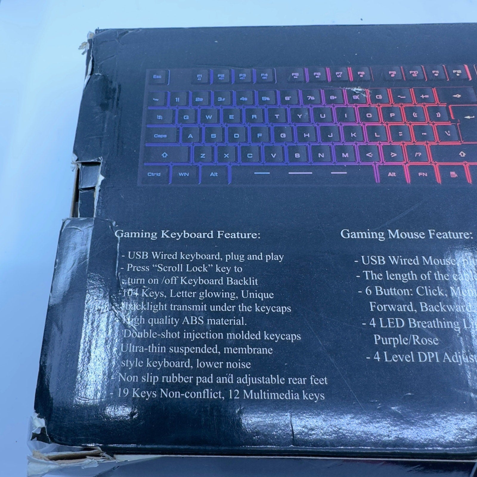 BlueFinger RGB Gaming Keyboard & Backlit Mouse Combo, USB Wired Gaming Set