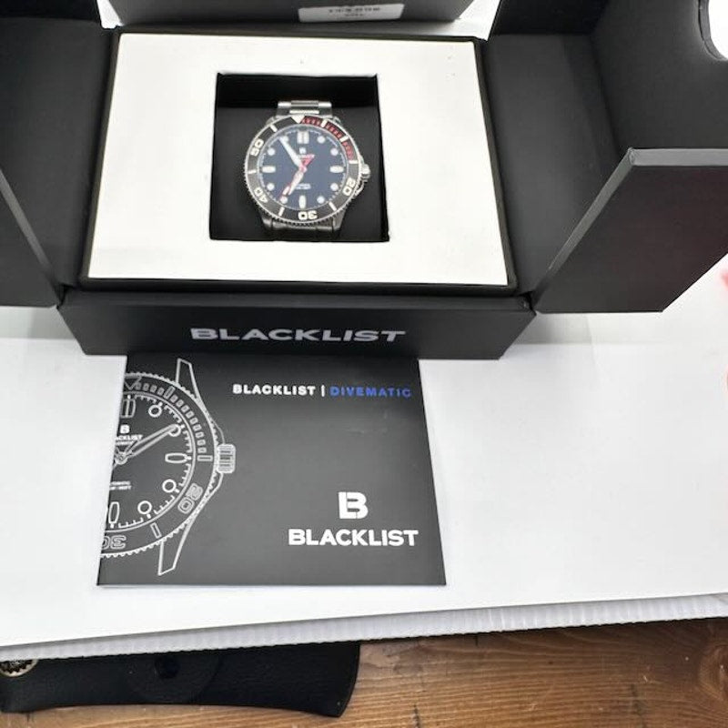 Blacklist Divematic Black Widow Watch Silver Stainless Steel Black Dial OS