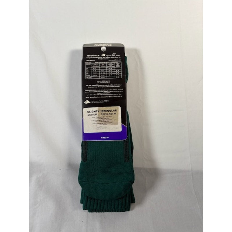 2 Pairs New Balance Performance Socks Over The Calf Green/White Adult Size M