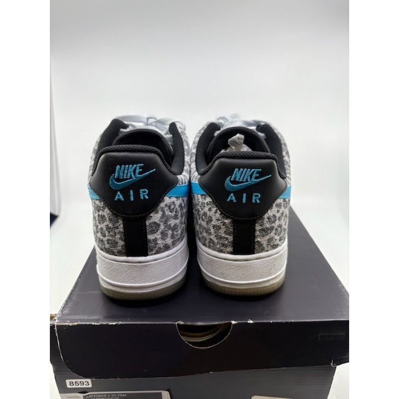 Nike Air Force 1 '07 Premium Sneakers DJ6192-001 Leopard White Blue Mens Size 10