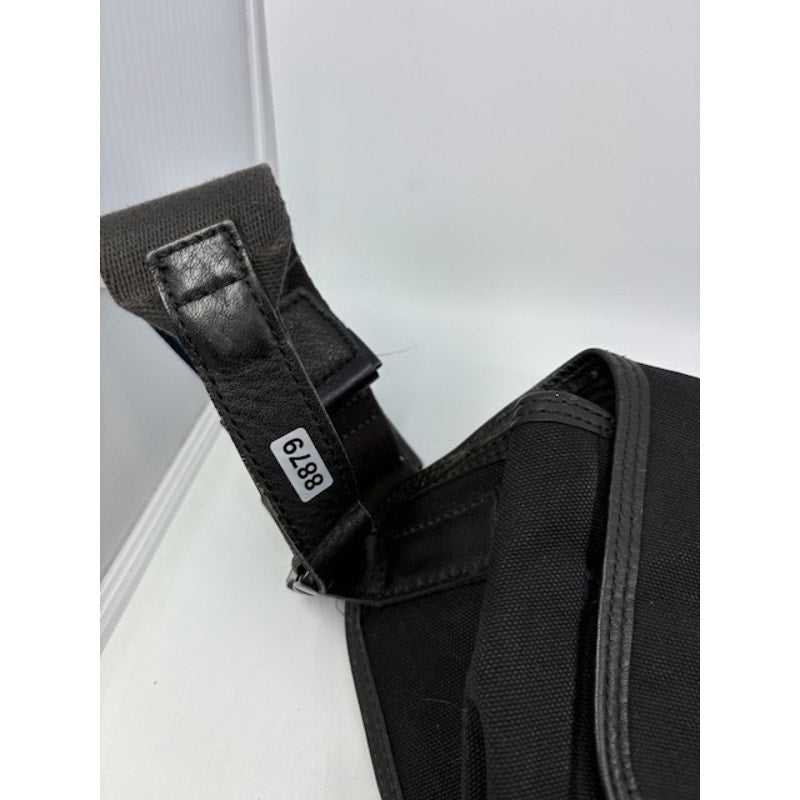 Burberry Messenger Bag Canvas Leather Trim Crossbody Shoulder Bag Black Unisex