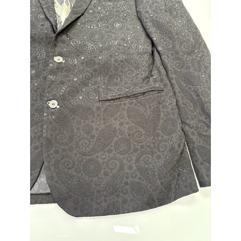 Bogosse Tibo Blazer Two Button Paisley Dragon Print Viscose Gray Mens Size 44