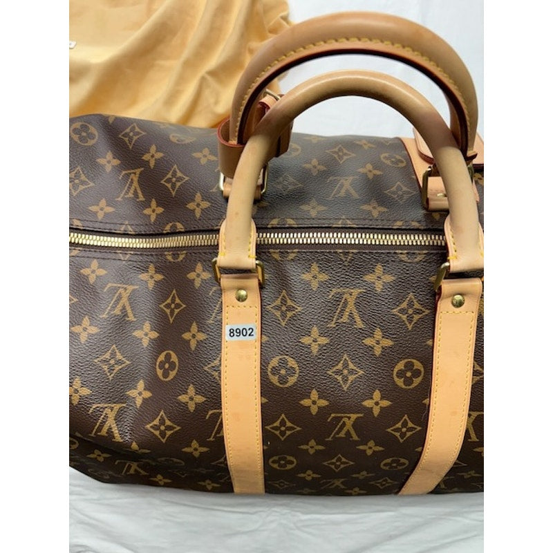 Louis Vuitton Keepall Bandouliere Monogram Duffle Travel Bag W/ Strap Brown