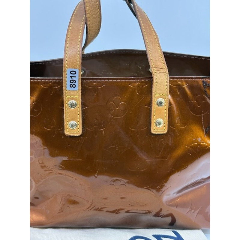 LOUIS VUITTON Reade PM Vernis Leather Monogram Tote Shoulder Bag Purse Bronze