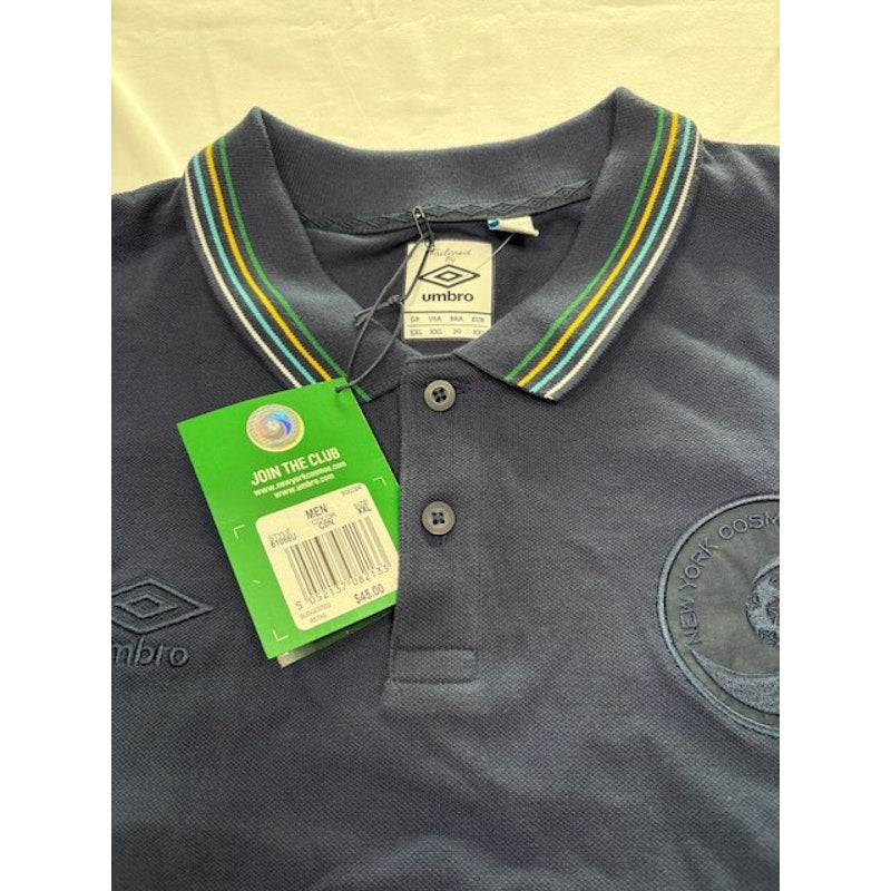 UMBRO New York Cosmos Soccer Polo Shirt Short Sleeve Navy Blue Mens Size XXL