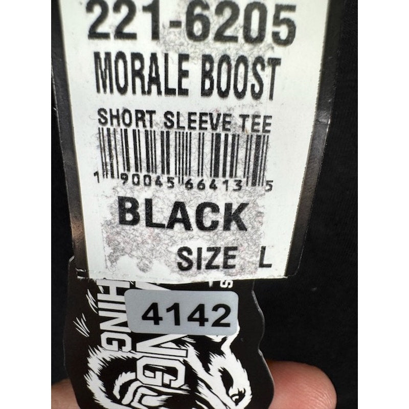 Hustle Gang Morale Boost Tee Shirt Crew Neck Cheerleader Black Mens Large