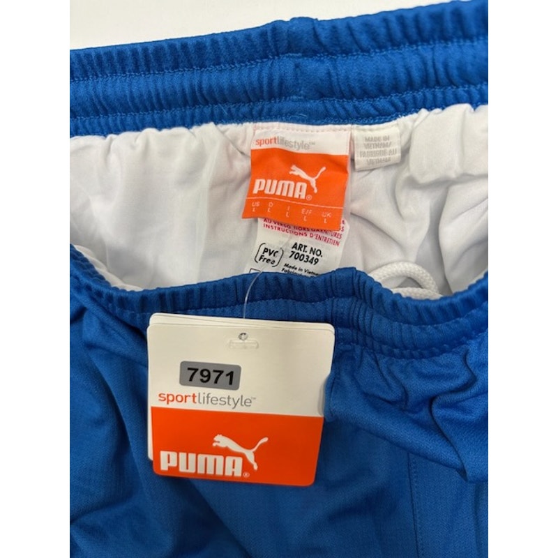 Puma Athletic Sports Shorts Elastic Waist Pull-On Blue/White Mens Size L