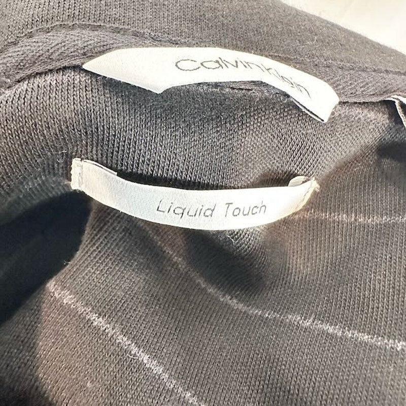 Calvin Klein Quarter-Zip Sweatshirt Liquid Touch Regular Fit Stripe Gray Mens M