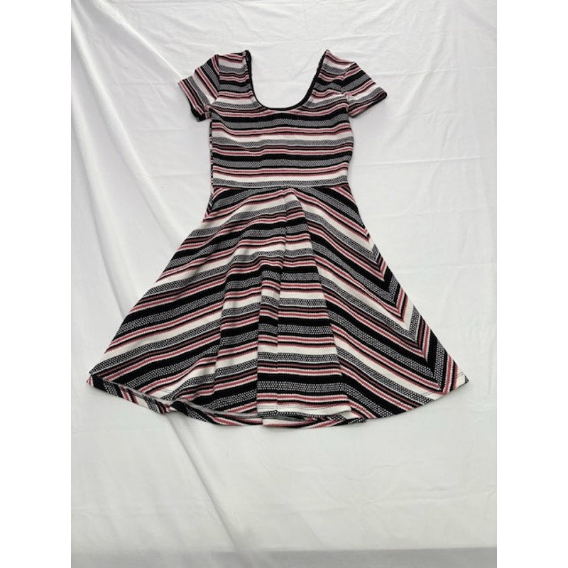 Dance Gold Fit & Flare Dress Scoop Neck Stretch Striped Multicolor Womens Sz XS