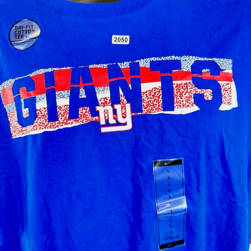 Nike NFL New York Giants Tee Shirt Standard Fit Short Sleeve Blue Mens Size L