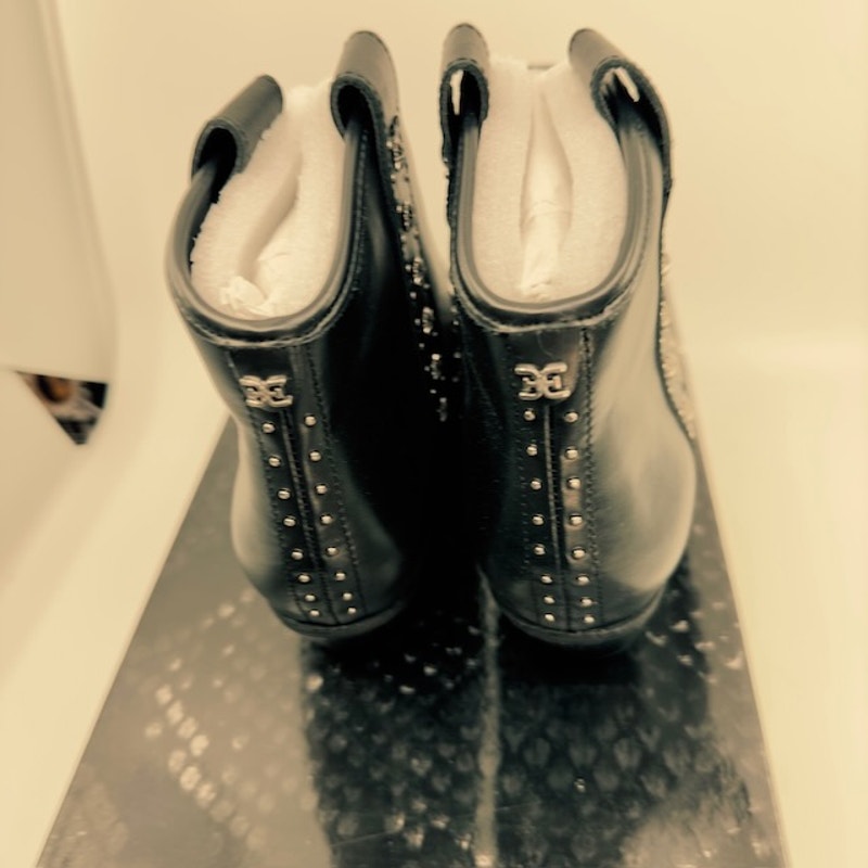 Sam Edelman Brian Ankle Western Boots Pointed Toe Leather Black Womens Size 6M