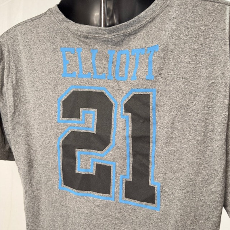 Dallas Cowboys NFL Ezekiel Elliott #21 T-Shirt Crew Neck Heather Gray Mens L
