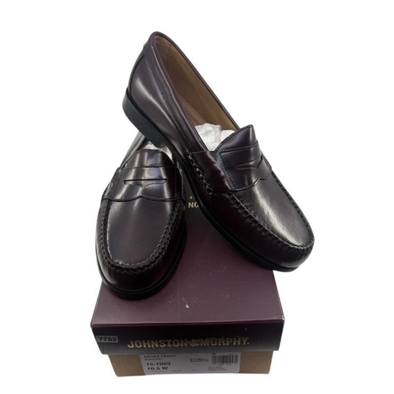 Johnston & Murphy Hayes Penny Loafer Shoes Leather Burgundy Mens Size 10.5 M