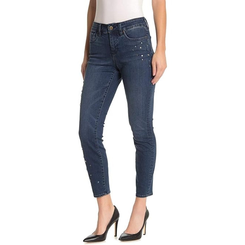 NYDJ Ami Skinny Ankle Jeans Embellished Beaded Denim Pioneer Wash Womens 20W