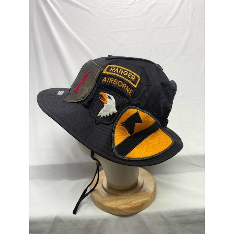 Military Patch Boonie Bucket Hat Special Forces Ranger Airborne Black Unisex OS